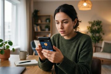 Persona revisando el historial de compras en su celular para iniciar un reclamo por compra no recibida en Mercado Pago
